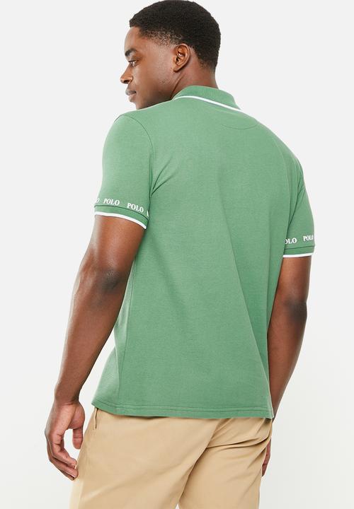 POLO - Men tipped logo pique golfer - green