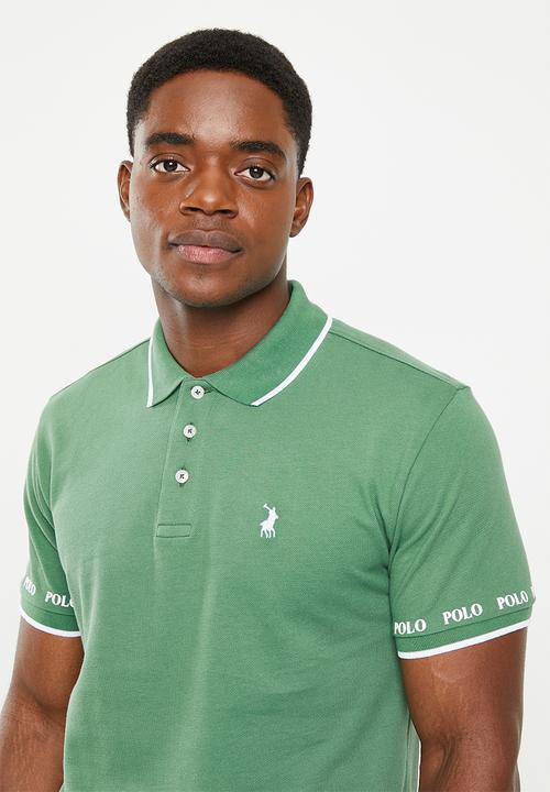 POLO - Men tipped logo pique golfer - green