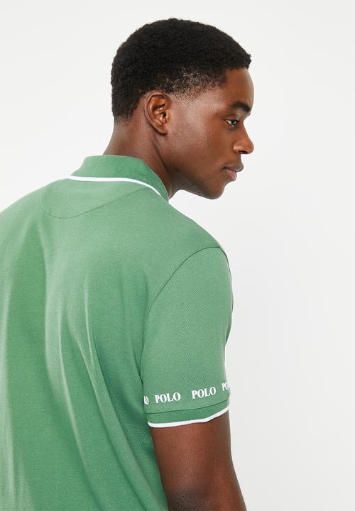 POLO - Men tipped logo pique golfer - green