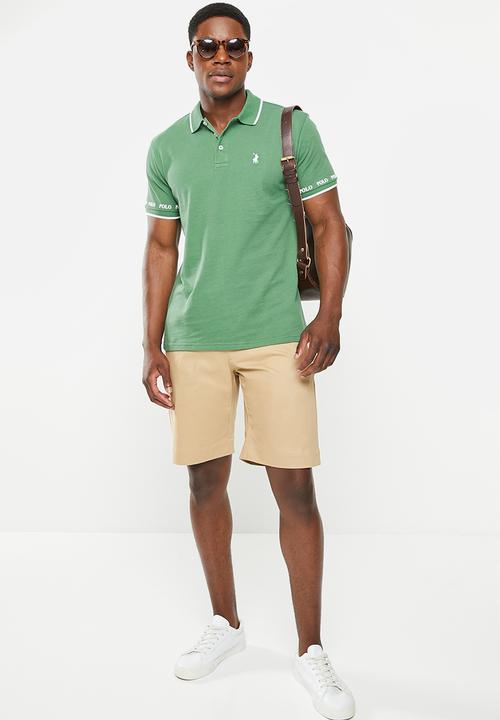 POLO - Men tipped logo pique golfer - green