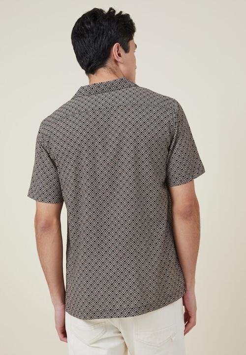Cotton On - Riviera short sleeve shirt - black tile