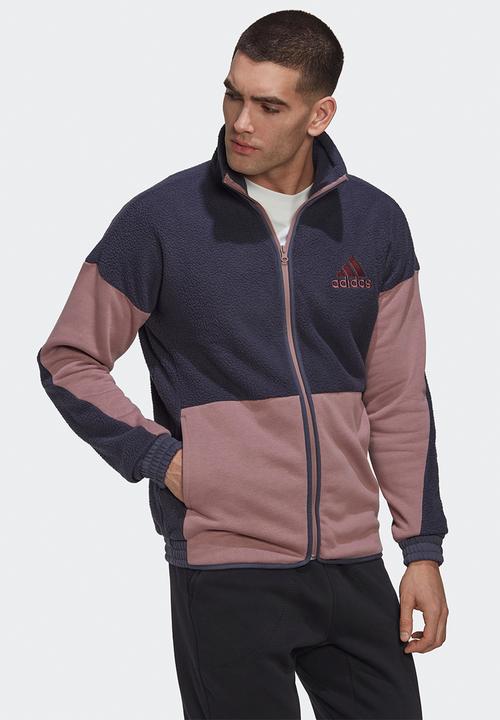 adidas Performance - Colorblock Sherpa Fleece Track Top - shadow navy/wonder oxide