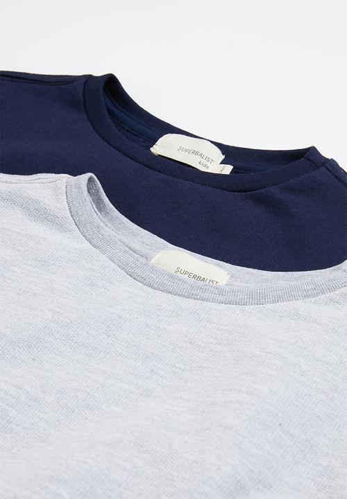Superbalist - Boys 2 pk sweat top - navy/grey melange