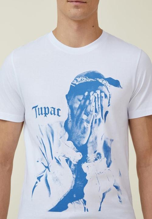Cotton On - Tbar collab icon T-shirt - lcn bra white/tupac 