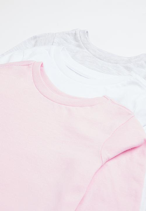 Superbalist - Younger girls long sleeve tees - white/pink/ice melange