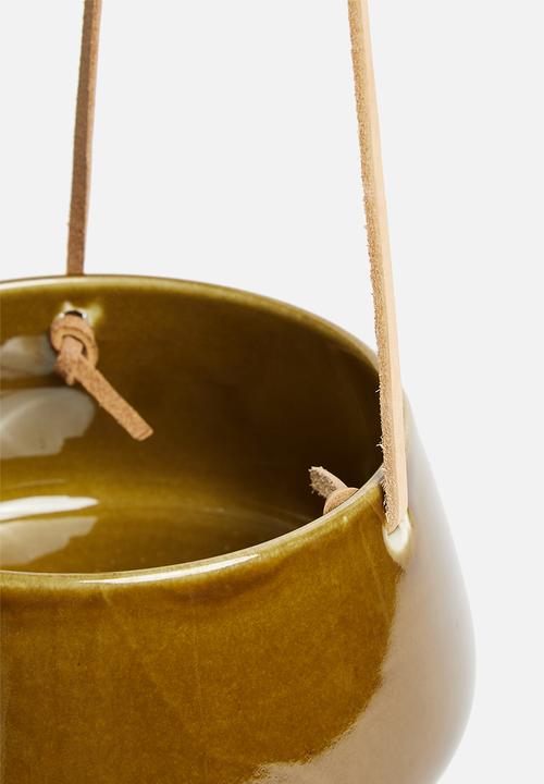 Present Time - Hanging pot unique - caramel brown