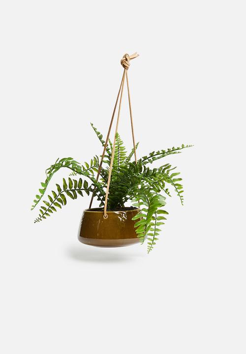 Present Time - Hanging pot unique - caramel brown