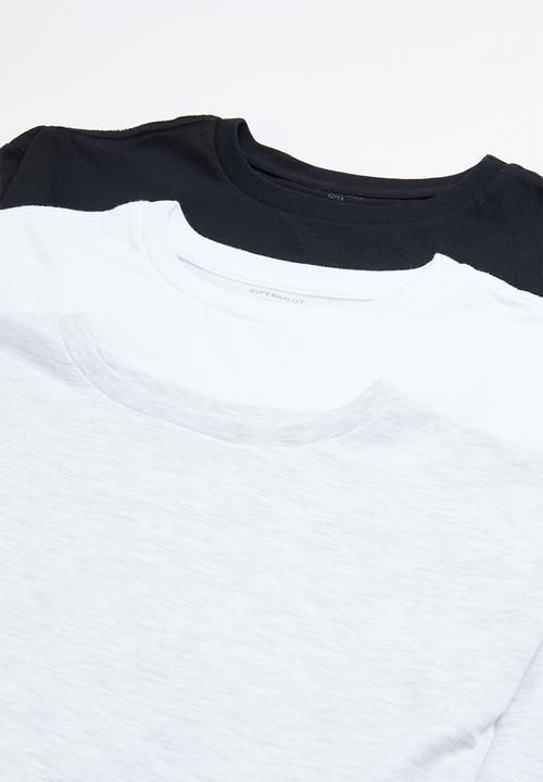 Superbalist - Girls 3 pack t-shirt - black/white/ice melange