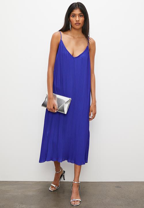 VELVET - Cami pleated trapeze maxi dress - cobalt