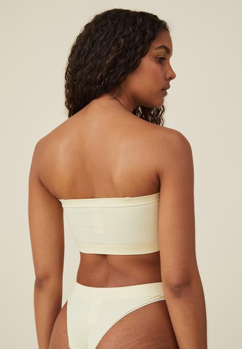 Cotton On - Seamless gathered padded bandeau - sugar cookie pointelle