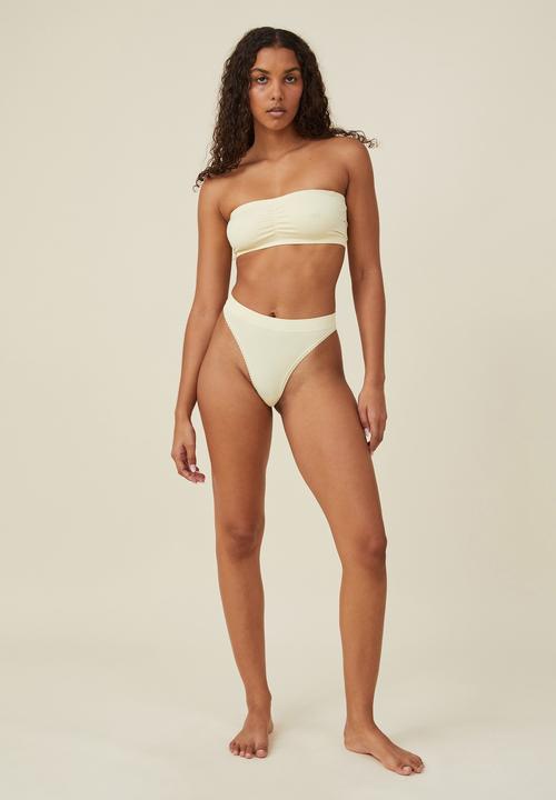 Cotton On - Seamless gathered padded bandeau - sugar cookie pointelle