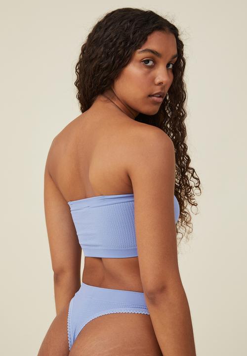 Cotton On - Seamless gathered padded bandeau - hydrangea pointelle