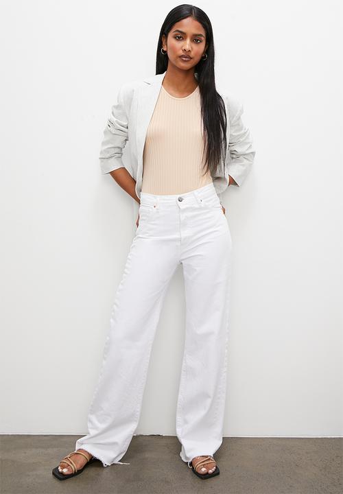Superbalist - 2 Pack wide poly rib hi neck cutaway bodysuit - stone & milk