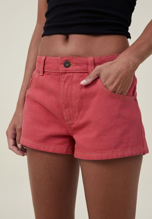 Cotton On - Low rise denim short - rust red