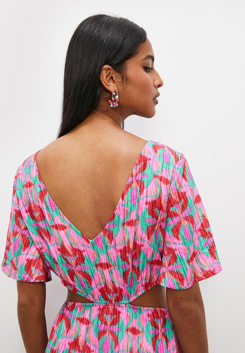 VELVET - Printed midi dress with cut out detail - multi 