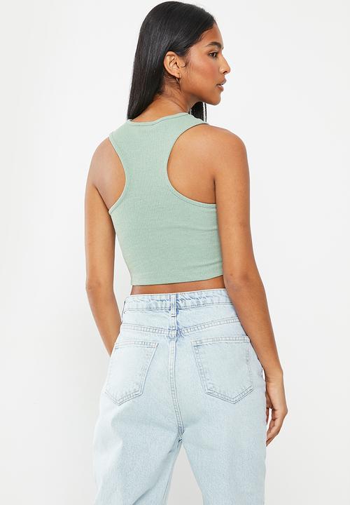 Trendyol - High neck crop top - mint