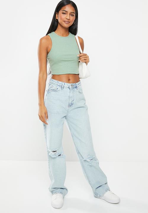 Trendyol - High neck crop top - mint