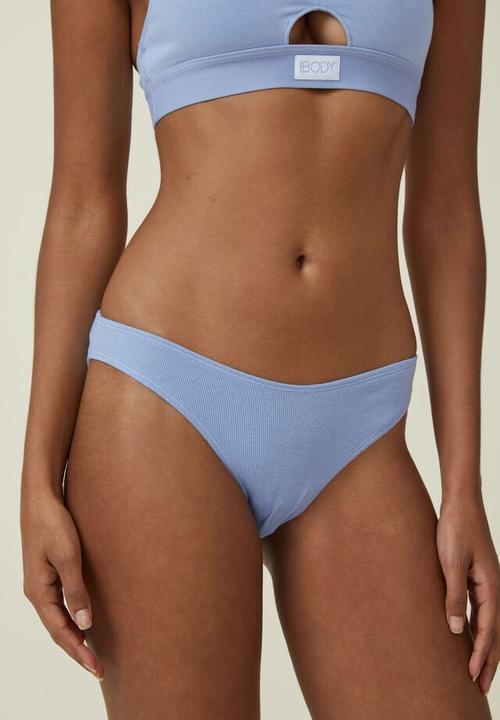 Cotton On - Organic cotton rib bikini brief - hydrangea