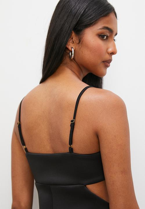 VELVET - Side cut out a line micro mini dress - black