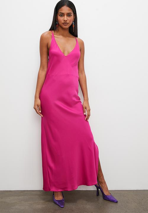VELVET - Strappy cowl back slip dress - mulberry
