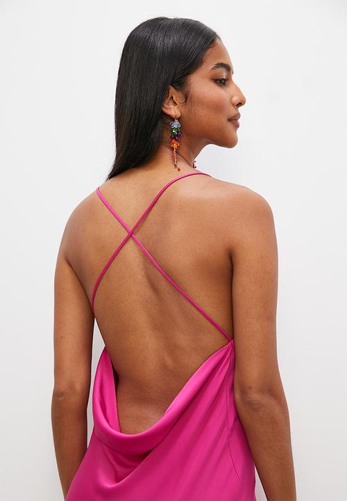 VELVET - Strappy cowl back slip dress - mulberry