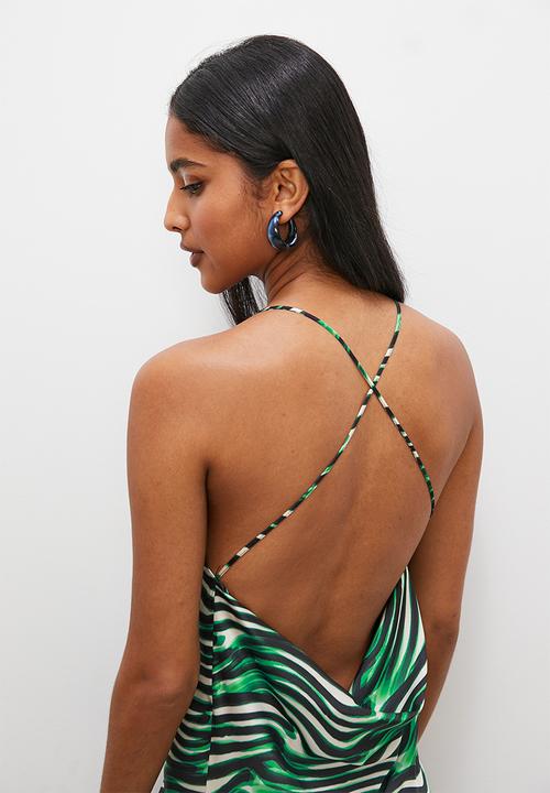 VELVET - Strappy cowl back slip dress - green marker