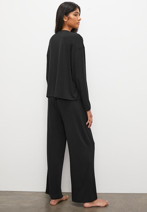 Superbalist - Long sleeve knit top & pant set - black
