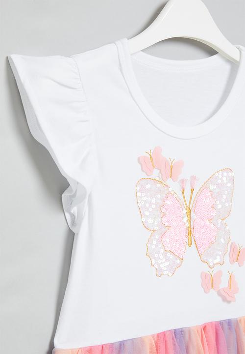 Pop Candy - Butterfly dress - white/pink