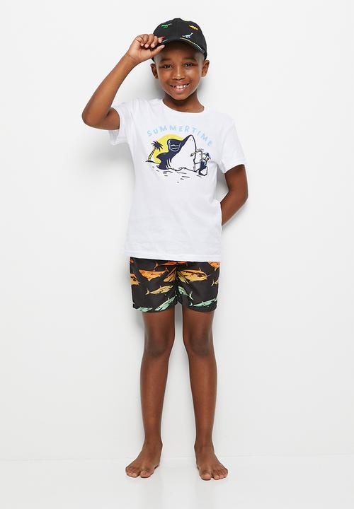 Pop Candy - Boys printed swim boardshorts - black