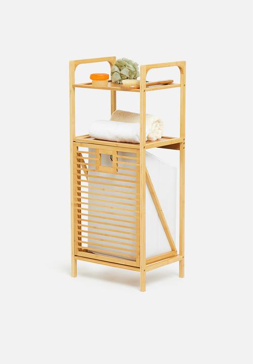 Bathroom Solutions - Laundry bathroom rack - white & natural