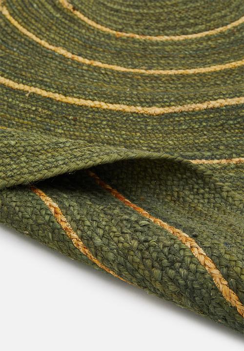 Sixth Floor - Striped round jute rug - green