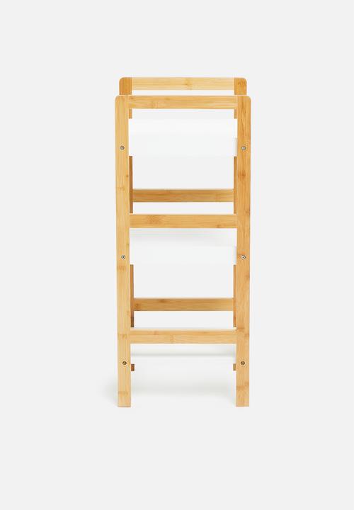 Bathroom Solutions - Square bamboo bathroom rack - white & natural