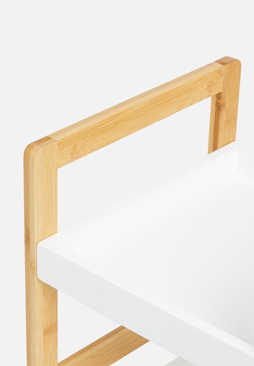 Bathroom Solutions - Square bamboo bathroom rack - white & natural