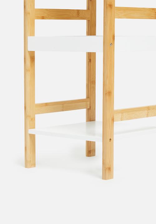 Bathroom Solutions - Square bamboo bathroom rack - white & natural