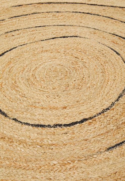 Sixth Floor - Striped round jute rug - natural