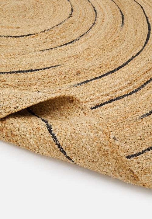 Sixth Floor - Striped round jute rug - natural