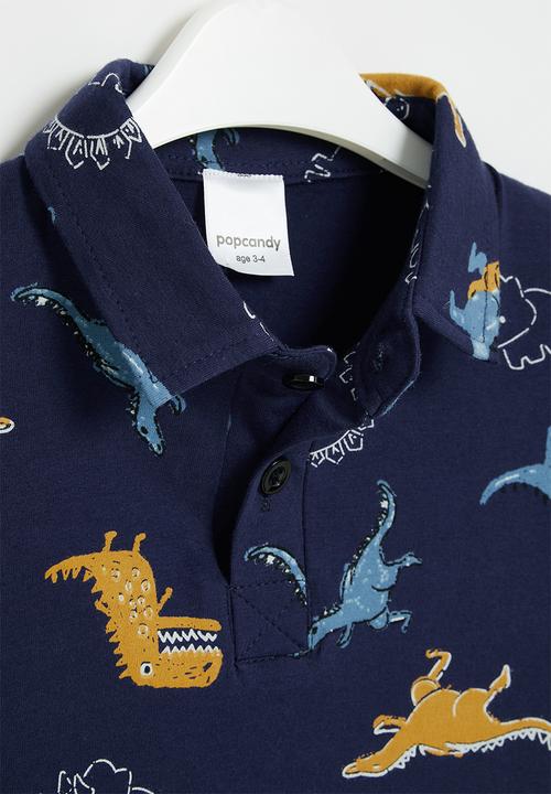 Pop Candy - Dino long sleeve golfer - navy