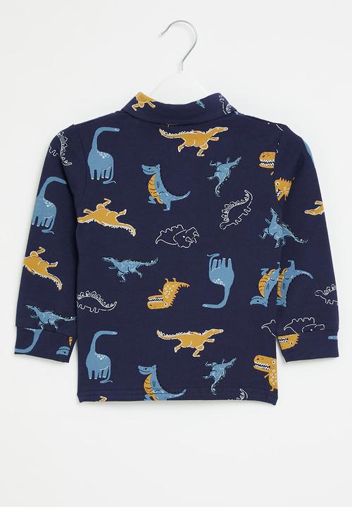 Pop Candy - Dino long sleeve golfer - navy