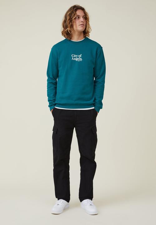 Cotton On - Graphic crew fleece - emerald/city of angels