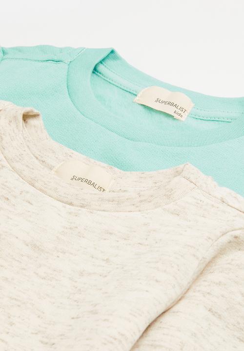 Superbalist - 2 pack plain sweatshirt - oatmeal/mint
