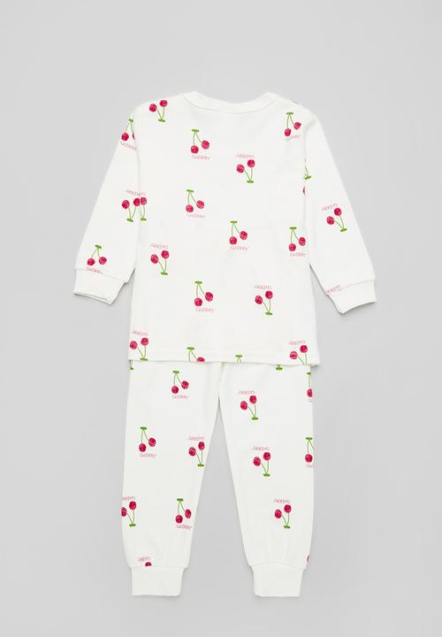 Pop Candy - Girls cherry pj set - white