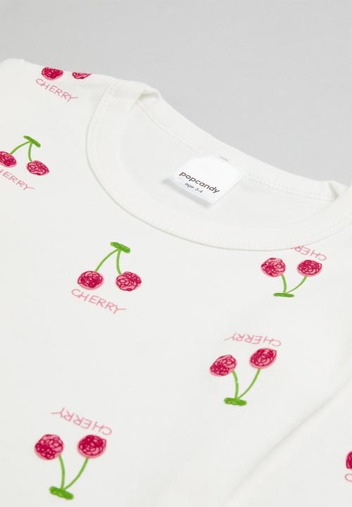 Pop Candy - Girls cherry pj set - white