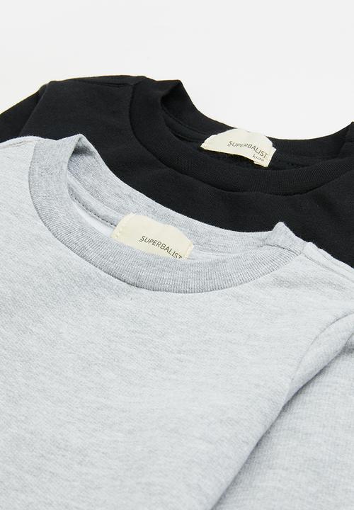 Superbalist - 2 pack plain sweatshirt - black/grey melange