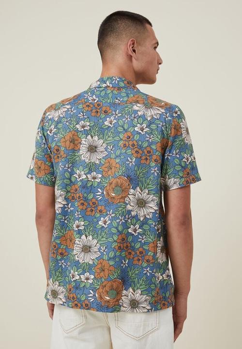 Cotton On - Riviera short sleeve shirt - blue floral