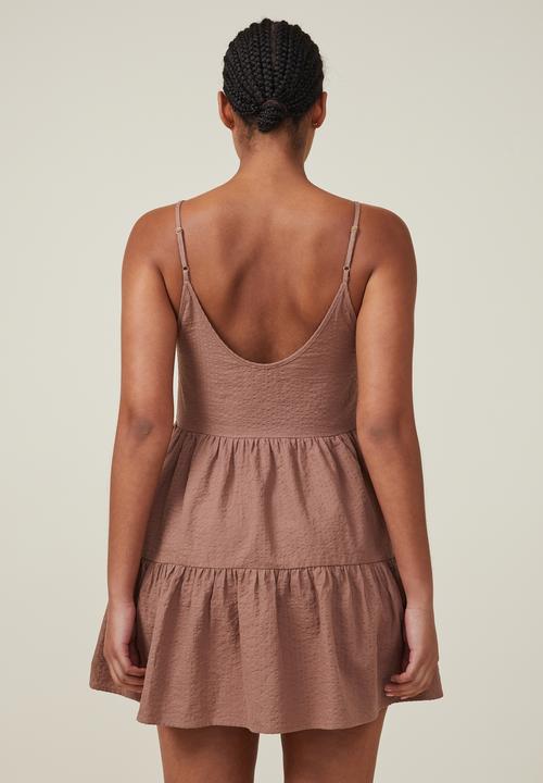 Cotton On - Summer tiered mini dress - russet brown