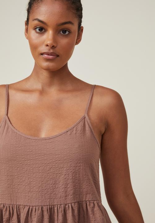 Cotton On - Summer tiered mini dress - russet brown