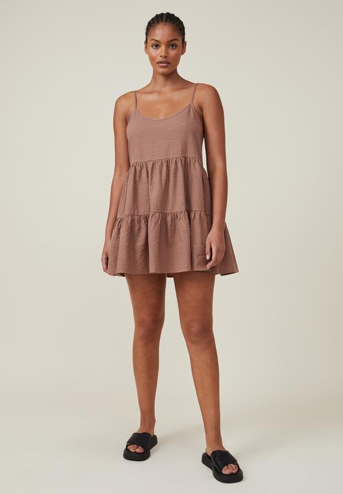 Cotton On - Summer tiered mini dress - russet brown