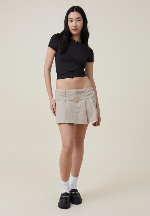 Cotton On - Micro mini pleated skirt - washed beige