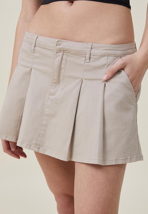 Cotton On - Micro mini pleated skirt - washed beige