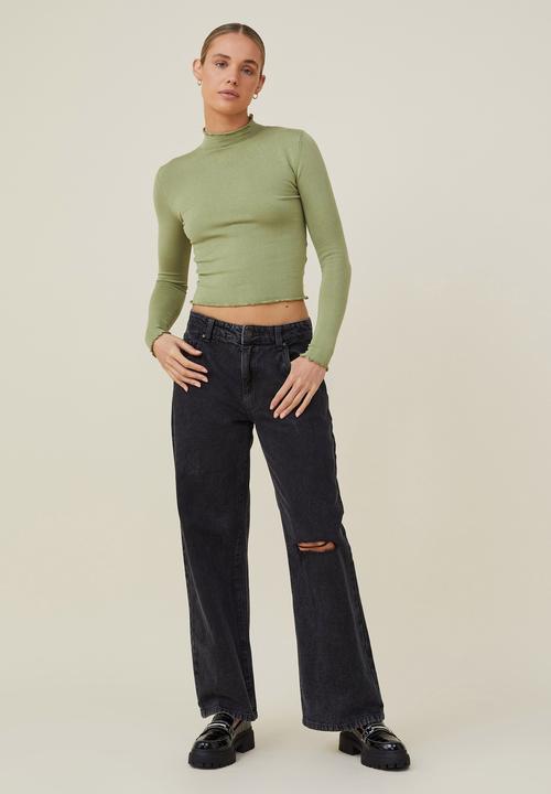 Cotton On - Long sleeve mock neck - safari green